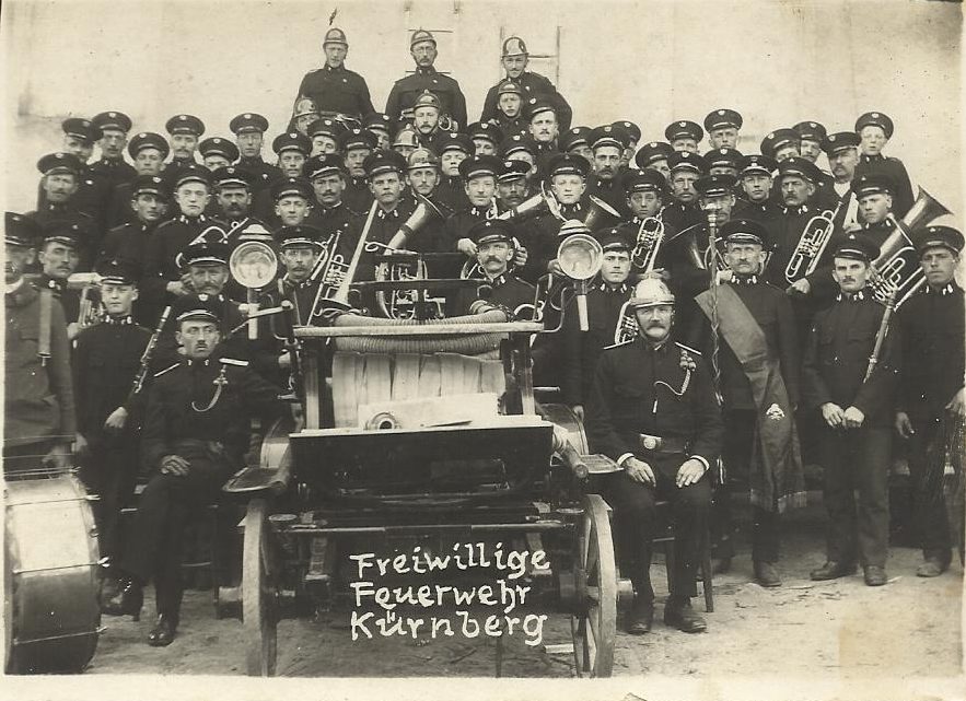 Gründungsfoto Freiwillige Feuerwehr Kürnberg 1923 als Feuerwehrmusik