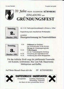 Einladung zum Gründungsfest 1993